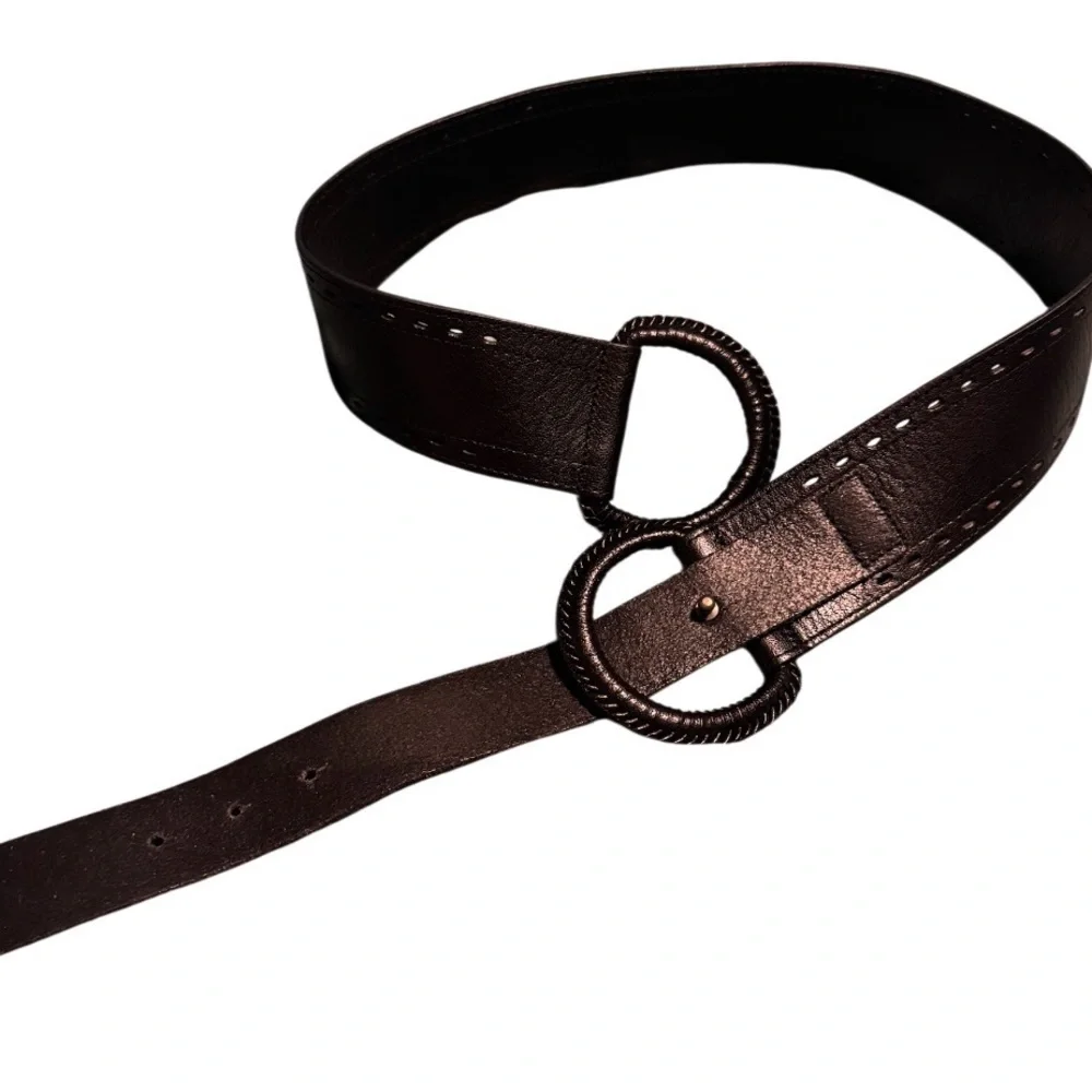 Linea Pelle Black Waist Belt with Interlocking Loop Detail